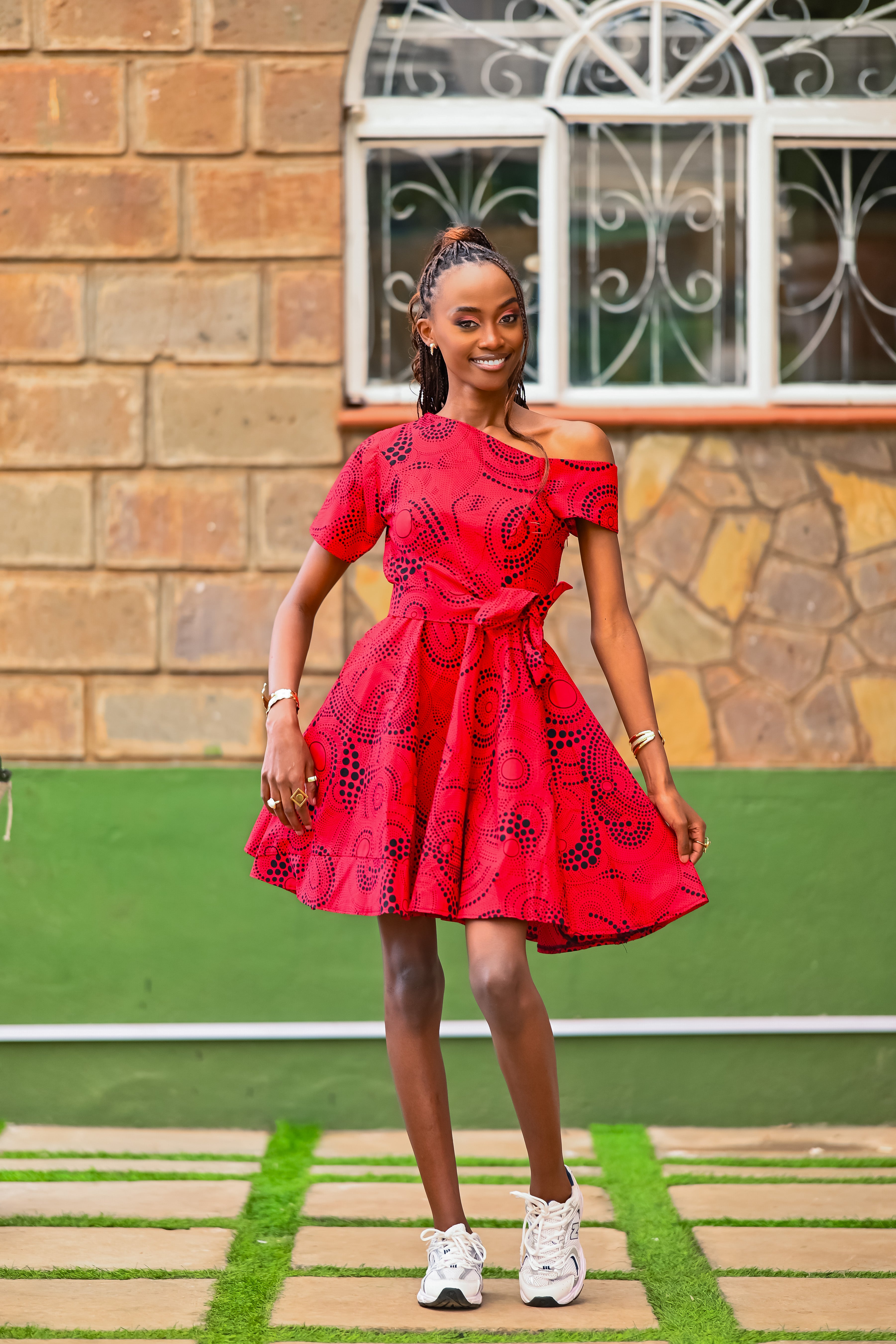 Mwamba Shift Dress- Red