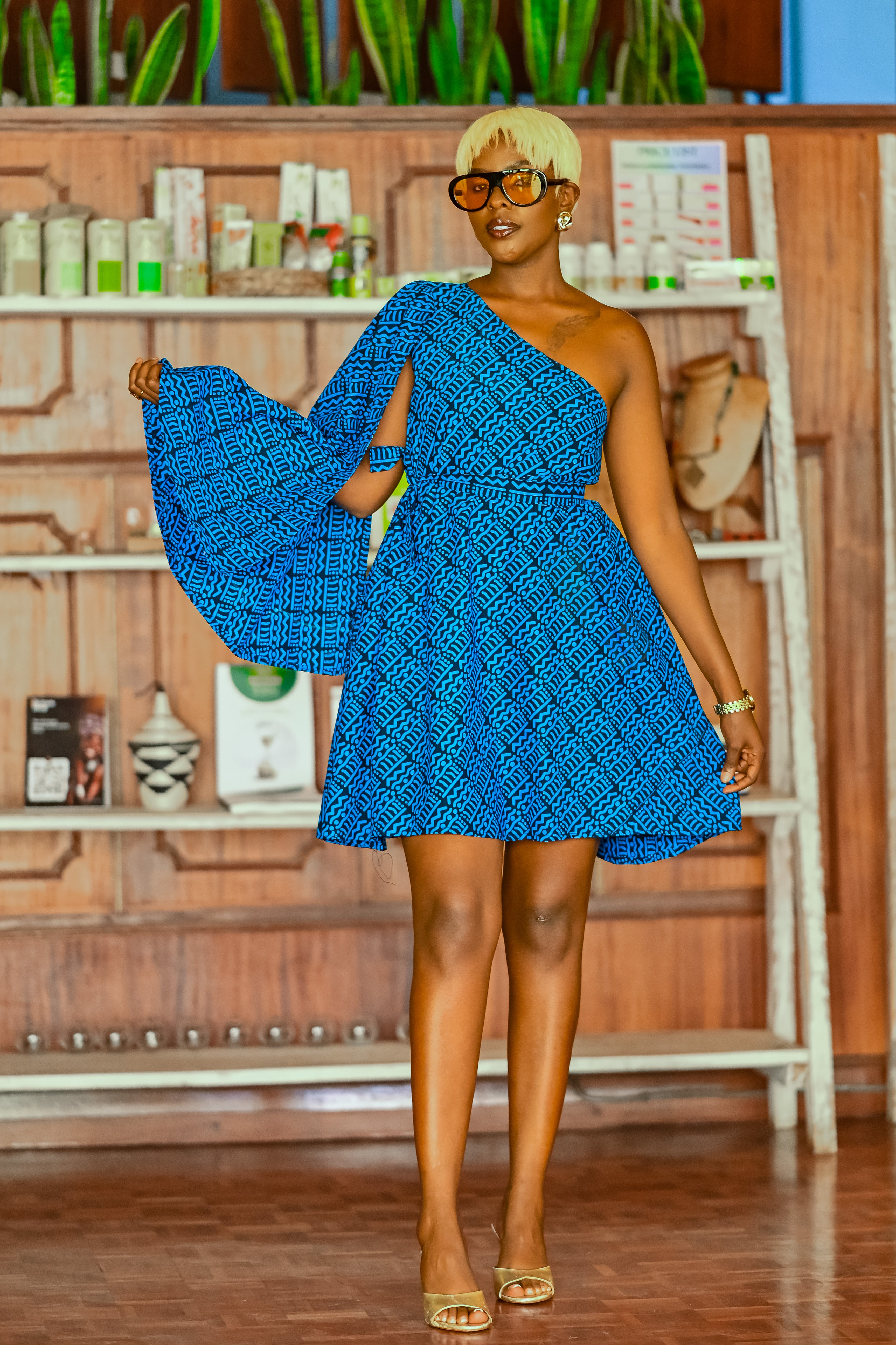 Aliya Shift Dress- Blue